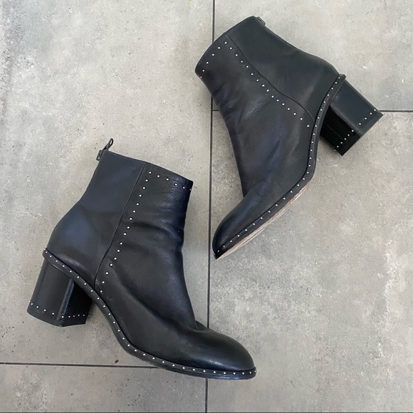 rag & bone black leather willow stud ankle boot size 38 or 8 - Picture 5 of 12